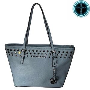 Michael Kors Studded Chambray Periwinkle Tote